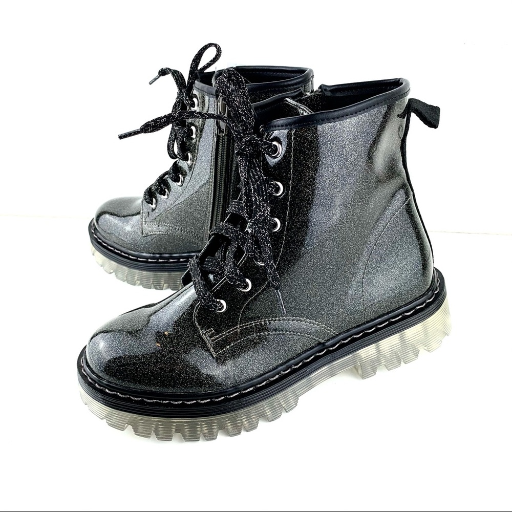 NEW RARE Steve Madden glitter combat boots shoes 4 Y2k doc martens style